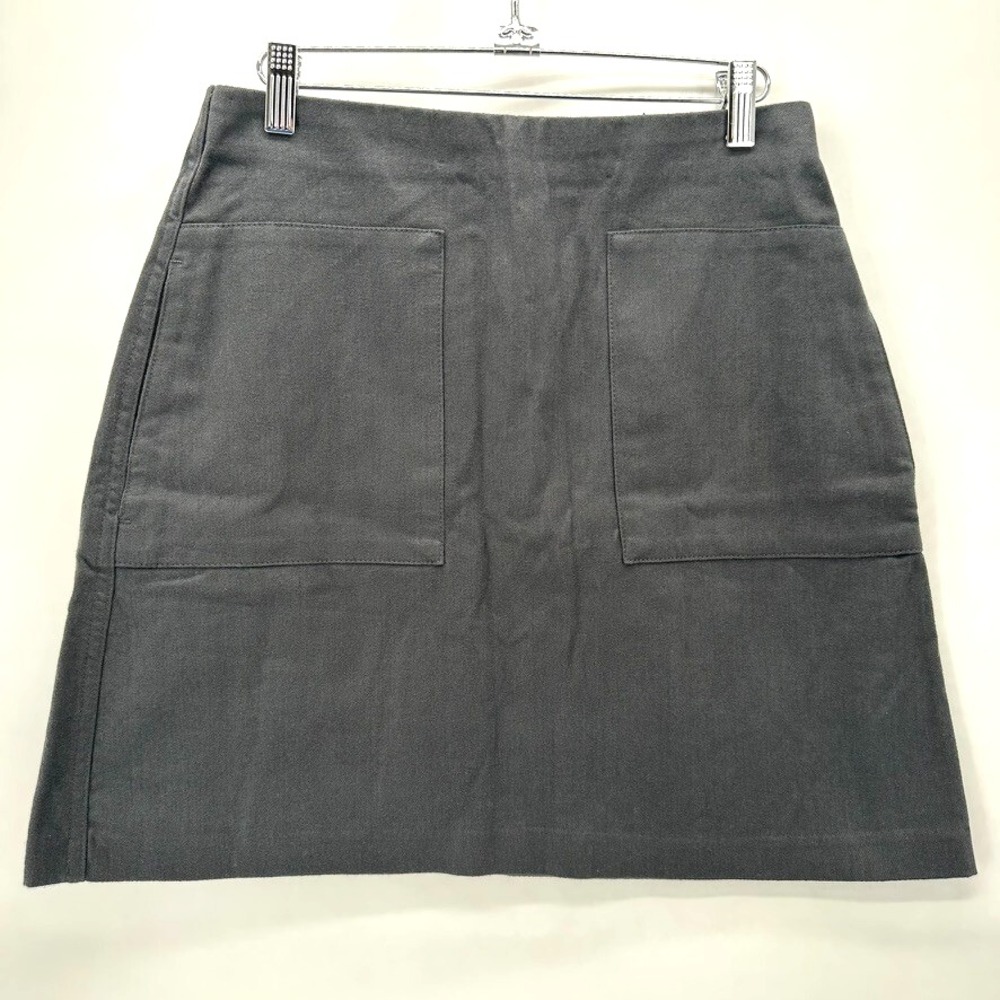 NWT KOTN Flannel Mini Skirt Womens 6 Charcoal Grey Pockets A-line Modern Preppy